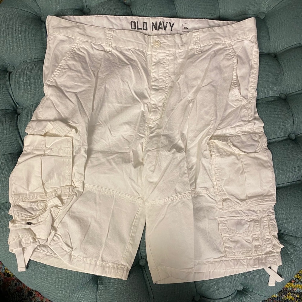 Mens white cargo shorts